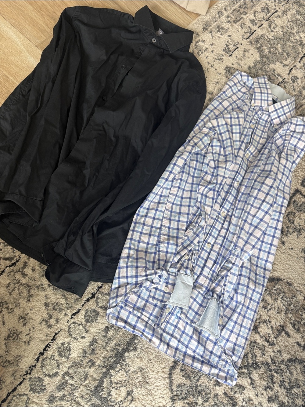 Tailorbyrd Blue and White Plaid Button-Up Shirt